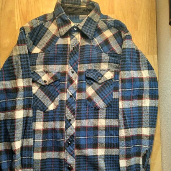 Vintage Wrangler Western Pearl Snap Flannel Button Down Shirt - Picture 2 of 6